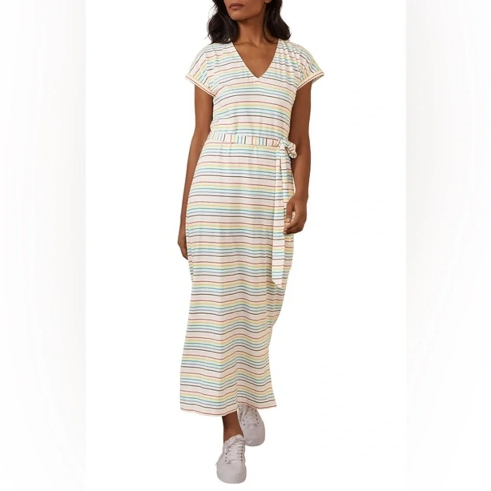 Boden UK Ella Maxi Dress Rainbow Stripe EUC 10 - Picture 1 of 5